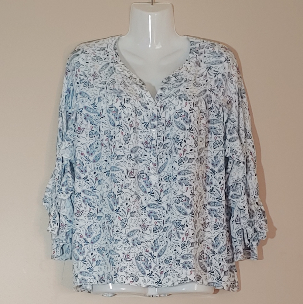 Lauren Conrad Ruffle Sleeve Blouse X-Large